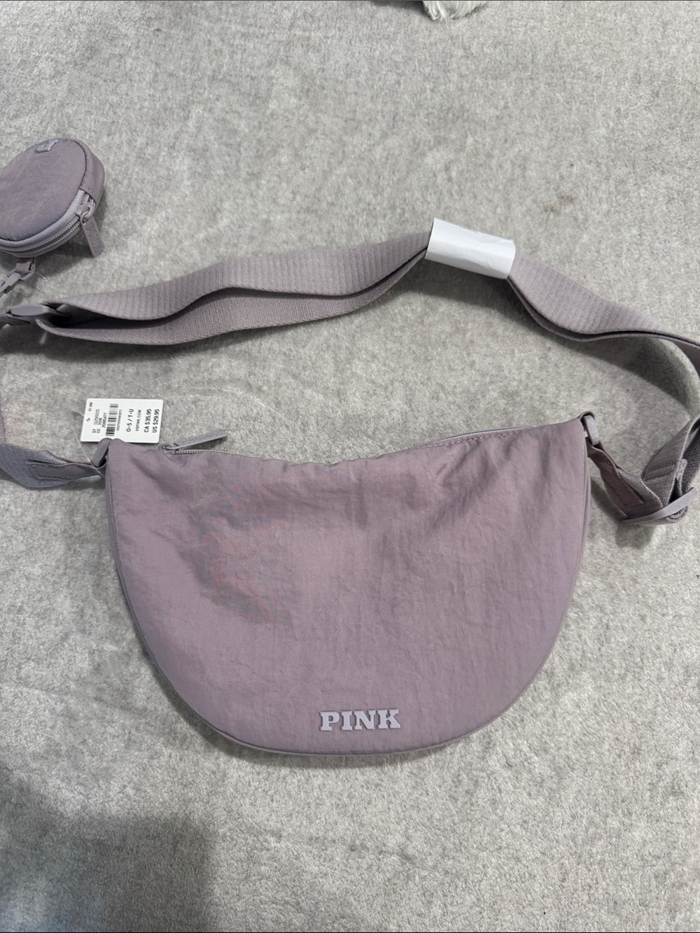PINK Lavender Grey Crossbody Belt Bag with Coin Pouch